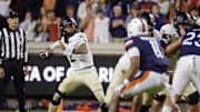 Nov 8, 2025; Charlottesville, Virginia, USA; Wake Forest Demon Deacons quarterback Robby Ashford (2) throws the ball against the Virginia Cavaliers during the first half at Scott Stadium. Mandatory Credit: Amber Searls-Imagn Images