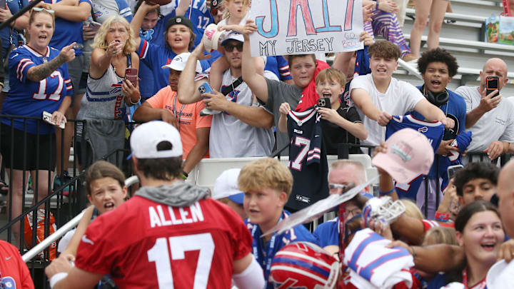 Fans react to Josh Allen at Bills training camp. Fans react to Josh Allen at Bills training camp.
