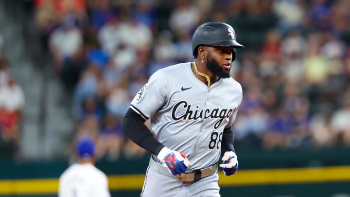 Chicago White Sox center fielder Luis Robert Jr. (88) runs the bases after hitting a home run during the third inning against the Texas Rangers at Globe Life Field on July 24.