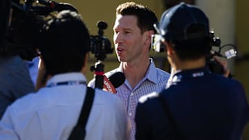 Boston Red Six chief baseball officer Craig Breslow speaks to the media during the MLB General Manager's Meetings at Omni Scottsdale Resort & Spa.
