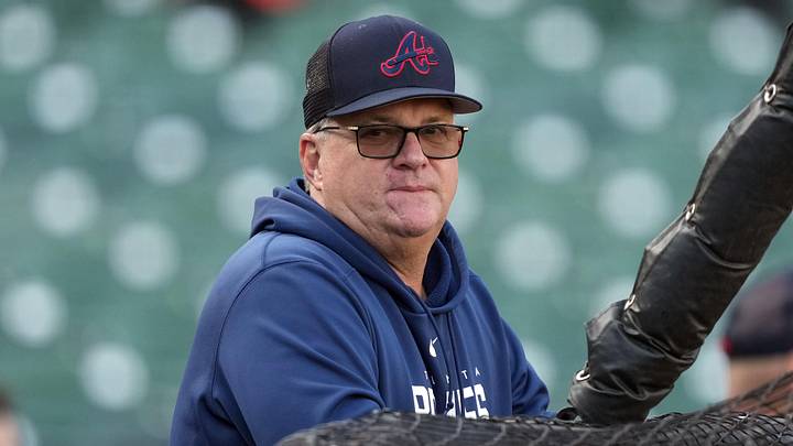 Aug 25, 2023; San Francisco, California, USA; Atlanta Braves hitting coach Kevin Seitzer (34) before the game against the San Francisco Giants at Oracle Park. Mandatory Credit: Darren Yamashita-Imagn Images