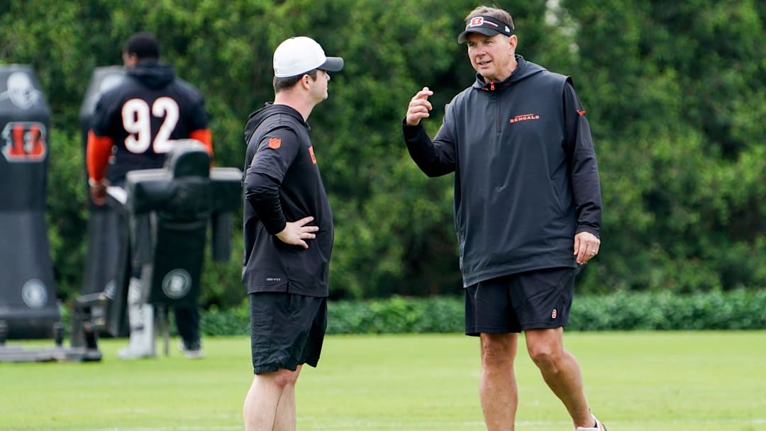 Cincinnati Bengals defensive coordinator Al Golden attends practice, Tuesday, May 6, 2025, at the Kettering Health Practice Field in Downtown Cincinnati. Cincinnati Bengals defensive coordinator Al Golden attends practice, Tuesday, May 6, 2025, at the Kettering Health Practice Field in Downtown Cincinnati.