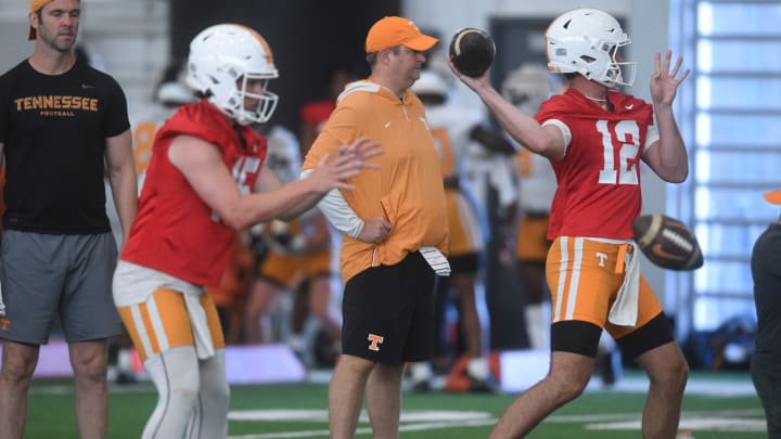 Tennessee head coach Josh Heupel during Tennessee football’s first fall practice, in Knoxville, Tenn., Wednesday, July 31, 2024.