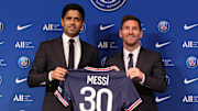 Lionel Messi lors de sa présentation au Paris Saint-Germain.