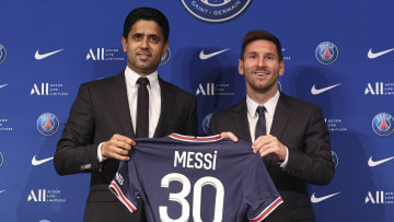 Lionel Messi lors de sa présentation au Paris Saint-Germain.