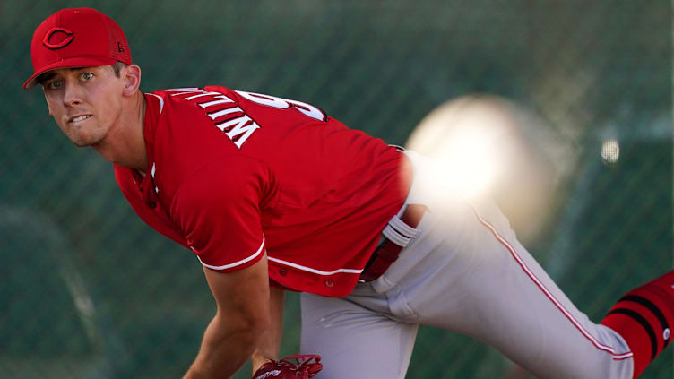 Cincinnati Reds non-roster invitee pitcher Brandon Williamson (96) delivers.