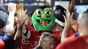 Sep 19, 2025; Tampa, Florida, USA;  Boston Red Sox outfielder Jarren Duran (16) is congratulated after hitting a two-run home run during the seventh inning against the Tampa Bay Rays at George M. Steinbrenner Field. Mandatory Credit: Kim Klement Neitzel-Imagn Images