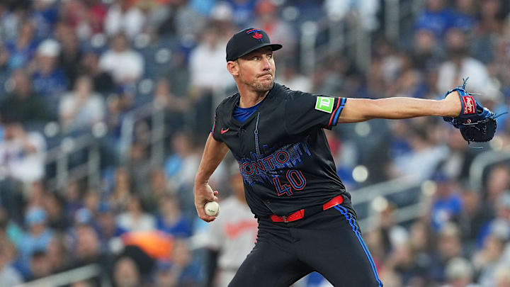 Sep 12, 2025; Toronto, Ontario, CAN; Toronto Blue Jays starting pitcher Chris Bassitt (40) throws a pitch against the Baltimore Orioles during the first inning at Rogers Centre. Mandatory Credit: Nick Turchiaro-Imagn Images