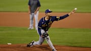 Antoine Kelly (88) throws a pitch at the Brewers' alternate training camp on Tuesday, July 28, 2020, at Fox Cities Stadium in Grand Chute, Wis.