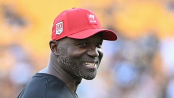 Tampa Bay Buccaneers head coach Todd Bowles warms up for a game against the Pittsburgh Steelers