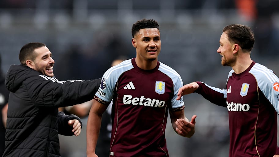 Emi Buendia, Ollie Watkins and Matty Cash celebrate Aston Villa’s win over Newcastle.