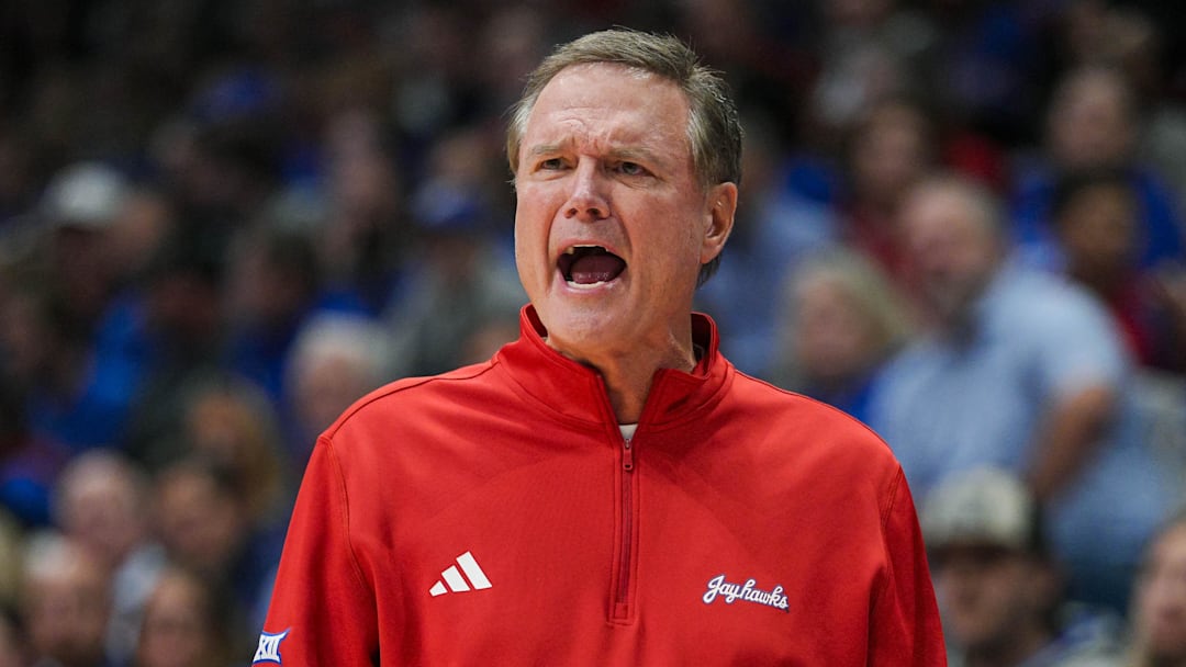 Kansas Jayhawks head coach Bill Self against the Green Bay Phoenix at Allen Fieldhouse. 