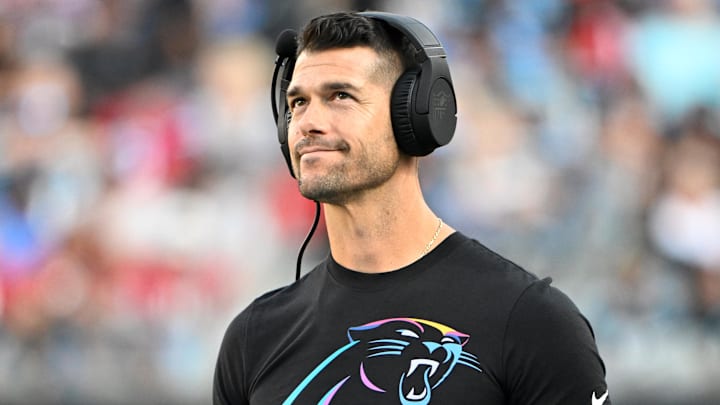 Oct 13, 2024; Charlotte, North Carolina, USA; Carolina Panthers head coach Dave Canales on the sidelines in the second quarter at Bank of America Stadium. Mandatory Credit: Bob Donnan-Imagn Images Oct 13, 2024; Charlotte, North Carolina, USA; Carolina Panthers head coach Dave Canales on the sidelines in the second quarter at Bank of America Stadium. Mandatory Credit: Bob Donnan-Imagn Images