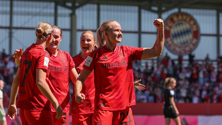Bei der EM sind auch die Bayern-Spielerinnen Klara Bühl, Sydney Lohmann (Deutschland), Glodis Perla Viggosdottir (Island) und Pernille Harder (Dänemark) dabei Bei der EM sind auch die Bayern-Spielerinnen Klara Bühl, Sydney Lohmann (Deutschland), Glodis Perla Viggosdottir (Island) und Pernille Harder (Dänemark) dabei