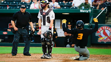 Mizzou's Danny Corona slides safely into home as the Tigers took on the Missouri State Beats at Hammons Field on Tuesday, April 16, 2024