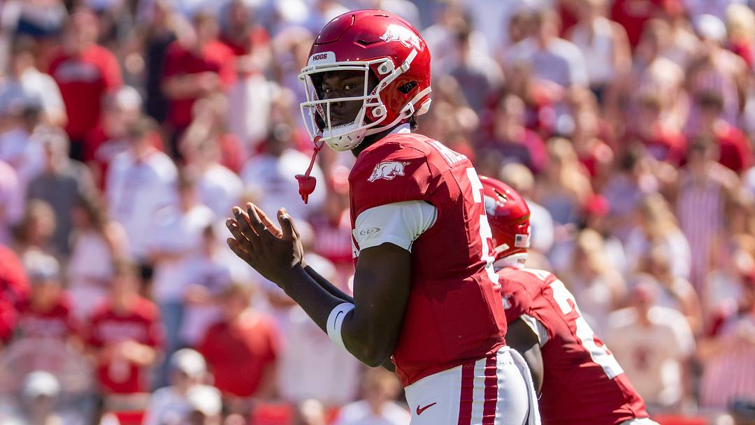 Arkansas Razorback quarterback AJ Hill scans the field before a snap against the Georgia Bulldogs on Saturday, September 19, 2026 Arkansas Razorback quarterback AJ Hill scans the field before a snap against the Georgia Bulldogs on Saturday, September 19, 2026