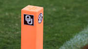A pylon in Oklahoma’s end zone.