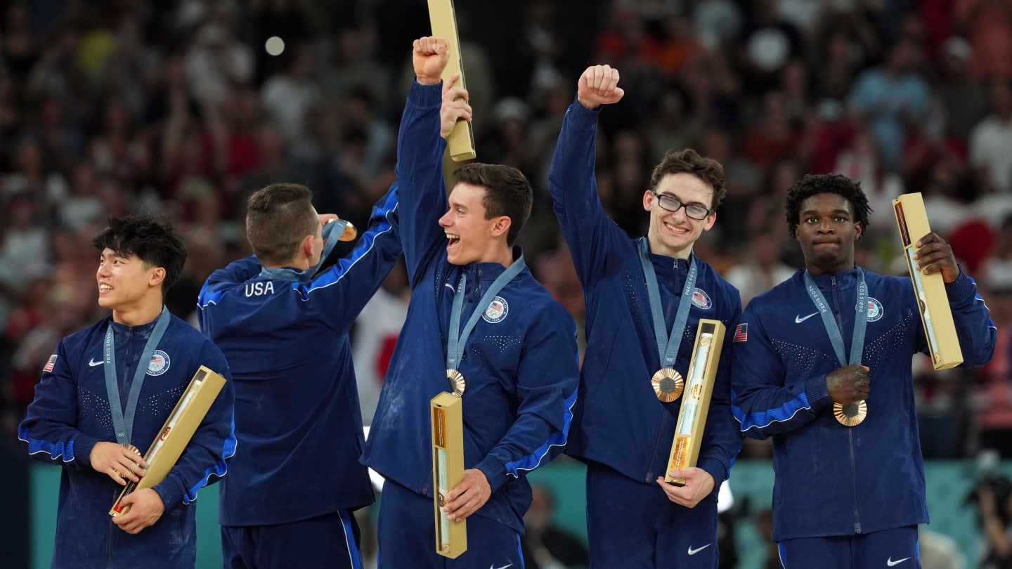 USA men's gymnastics team share historic medals with family in tear ...
