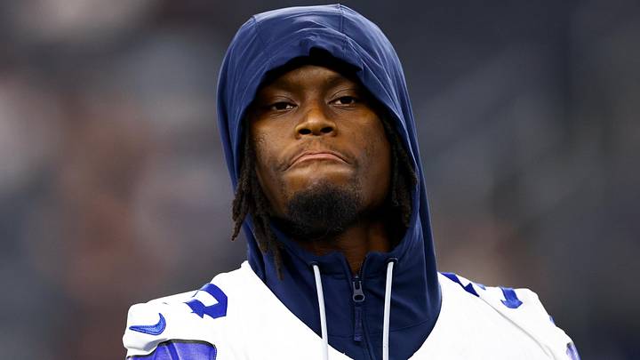 Aug 22, 2025; Arlington, Texas, USA; Dallas Cowboys wide receiver George Pickens (3) before the game against the Atlanta Falcons at AT&T Stadium. Mandatory Credit: Kevin Jairaj-Imagn Images