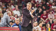 Arkansas Razorbacks coach John Calipari on the sidelines against the Missouri Tigers at Bud Walton Arena in Fayetteville, Ark.