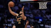Apr 28, 2025; Miami, Florida, USA; Cleveland Cavaliers center Jarrett Allen (31) collects a rebound against the Miami Heat in the first quarter during game four for the first round of the 2025 NBA Playoffs at Kaseya Center. Mandatory Credit: Sam Navarro-Imagn Images