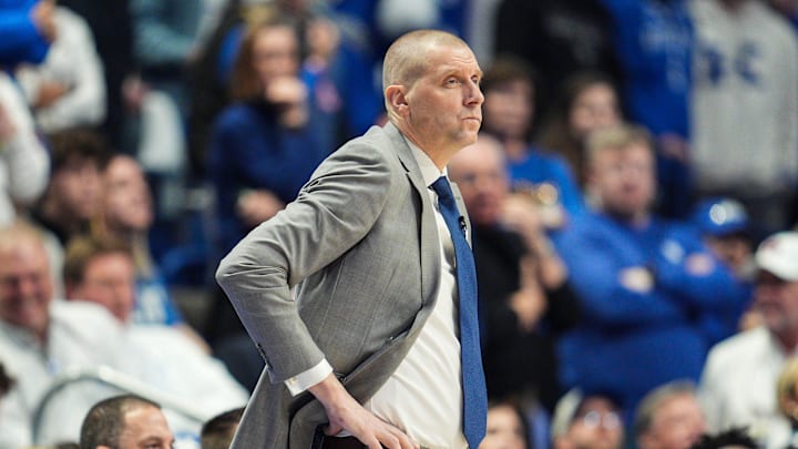 Kentucky head coach Mark Pope wasn't pleased during the game against Auburn in SEC basketball at Rupp Arena Saturday afternoon in Lexington, Kentucky March 1, 2025 Kentucky head coach Mark Pope wasn't pleased during the game against Auburn in SEC basketball at Rupp Arena Saturday afternoon in Lexington, Kentucky March 1, 2025