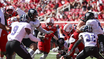 Sep 16, 2023; Salt Lake City, Utah, USA; Utah Utes running back Jaylon Glover (1) runs the ball against the Weber State Wildcats in the first half at Rice-Eccles Stadium. Mandatory Credit: Rob Gray-Imagn Images