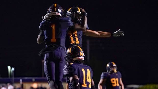 The Naples Golden Eagles compete against the Sarasota Riverview Rams in the season opener at Staver Field in Naples on Friday