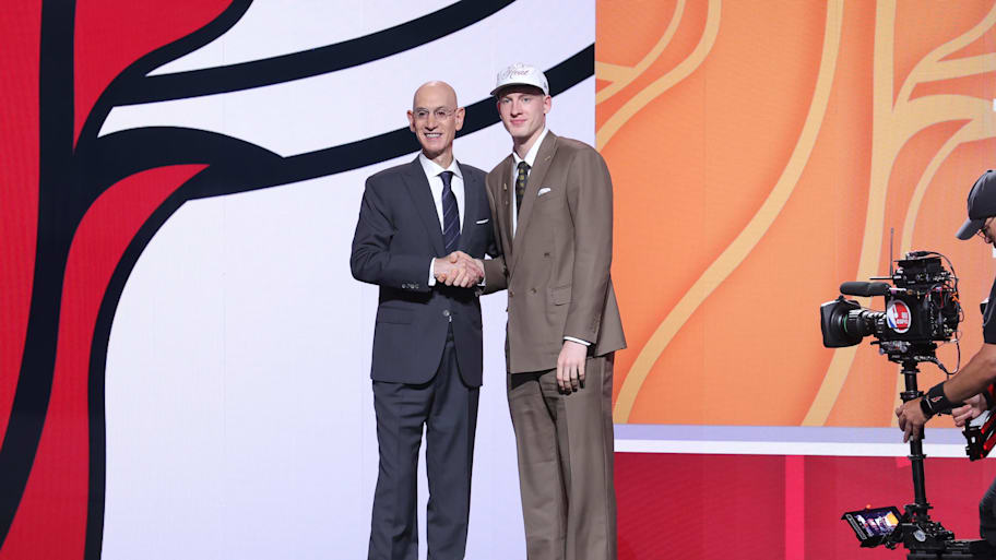 The Miami Heat took Kasparas Jakucionis with the No. 20 pick in the 2025 NBA Draft.  | Brad Penner-Imagn Images