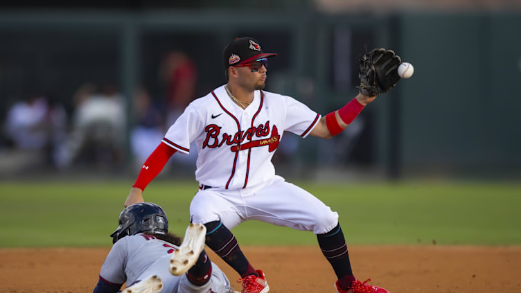 Oct 22, 2022; Phoenix, Arizona, USA; Minnesota Twins infielder Austin Martin dives into second