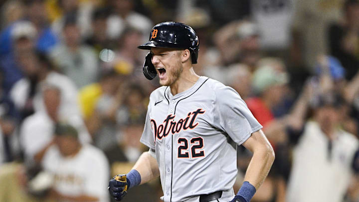 Detroit Tigers center fielder Parker Meadows (22) rounds the bases after hitting a grand slam during the ninth inning against the San Diego Padres at Petco Park on Sept 5.