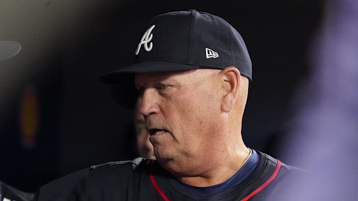 Apr 16, 2025; Toronto, Ontario, CAN; Atlanta Braves manager Brian Snitker in the dugout after the sixth inning against the Toronto Blue Jays at Rogers Centre. Mandatory Credit: John E. Sokolowski-Imagn Images Apr 16, 2025; Toronto, Ontario, CAN; Atlanta Braves manager Brian Snitker in the dugout after the sixth inning against the Toronto Blue Jays at Rogers Centre. Mandatory Credit: John E. Sokolowski-Imagn Images