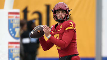 Rocco Becht before Iowa State's 36–26 loss to Memphis in the Liberty Bowl on Dec. 29, 2023.