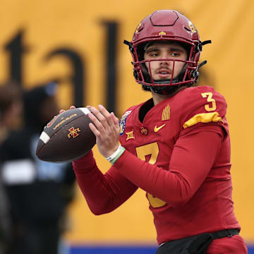Rocco Becht before Iowa State's 36–26 loss to Memphis in the Liberty Bowl on Dec. 29, 2023.