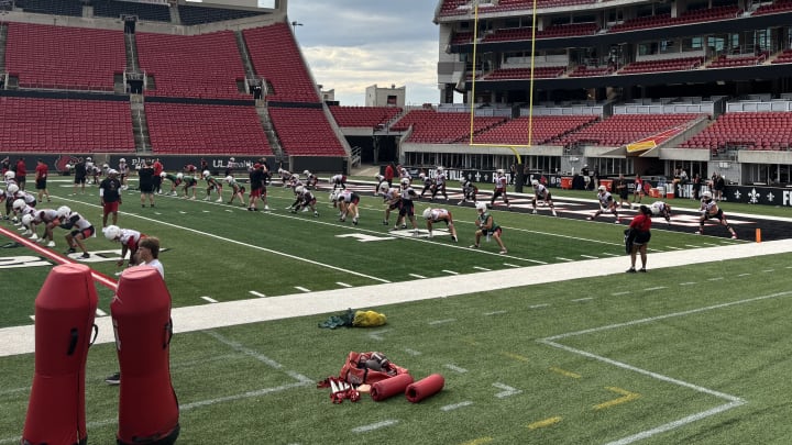 Louisville holds practice at L&N Stadium during fall camp.