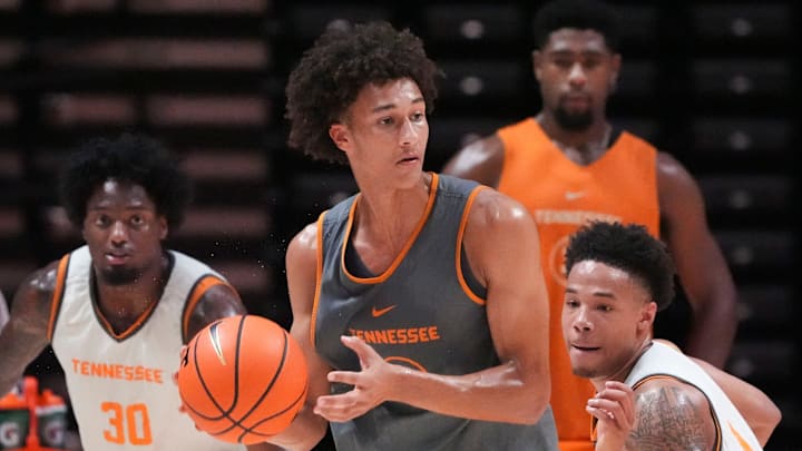 Tennessee's Nate Ament at basketball practice on July 14, 2025, in Knoxville, Tennessee.