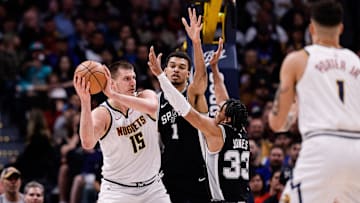 Apr 2, 2024; Denver, Colorado, USA; Spurs vs. Nuggets