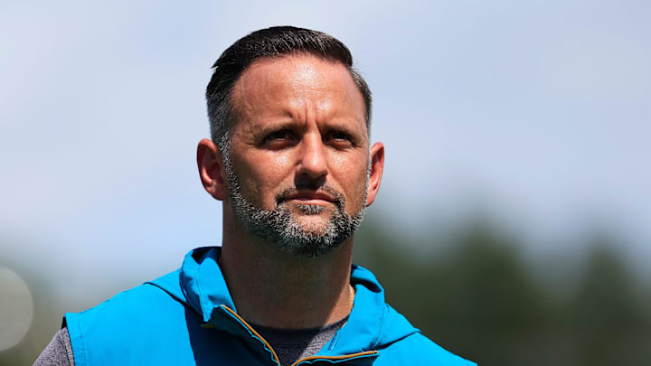 Jacksonville Jaguars defensive coordinator Anthony Campanile walks off the field to be interviewed by media members after an NFL training camp session at the Miller Electric Center, Thursday, Aug. 14, 2025 in Jacksonville, Fla. Jacksonville Jaguars defensive coordinator Anthony Campanile walks off the field to be interviewed by media members after an NFL training camp session at the Miller Electric Center, Thursday, Aug. 14, 2025 in Jacksonville, Fla.