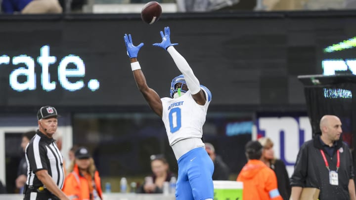 Detroit Lions cornerback Terrion Arnold (0) 