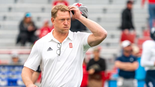 Nebraska Cornhuskers head coach Scott Frost walks on the field before a game against the Georgia Southern Eagles