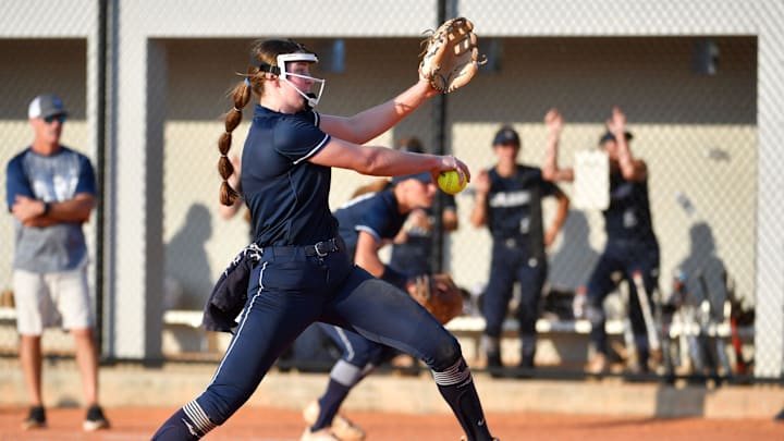 Calvary Christian pitcher Morgen Talley. Parrish Community High School hosted Calvary Christian High School on Tuesday night, May 17, 2022 in the FHSAA Class 3A-3 regional semi-final. Calvary Christian defeated Parrish 2-0.
Sar Parrish Softball 003 Calvary Christian pitcher Morgen Talley. Parrish Community High School hosted Calvary Christian High School on Tuesday night, May 17, 2022 in the FHSAA Class 3A-3 regional semi-final. Calvary Christian defeated Parrish 2-0.
Sar Parrish Softball 003