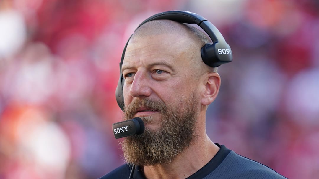 San Francisco 49ers run game coordinator and tight ends coach Brian Fleury. San Francisco 49ers run game coordinator and tight ends coach Brian Fleury.