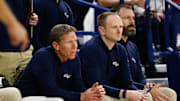 Gonzaga head coach Mark Few (left) with staff members Stephen Gentry (middle) and Josh Therrien (right).