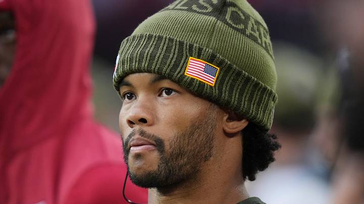 Arizona Cardinals quarterback Kyler Murray watches his team from the sidelines as they play the San Francisco 49ers at State Farm Stadium in Glendale on Nov. 16, 2025.