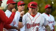 The Greenville Drive's Cutter Coffey (3) enters the field before they take on Hudson Valley during the South Atlantic League championships at Flour Field in Greenville, S.C., on Tuesday, Sept. 19, 2023.