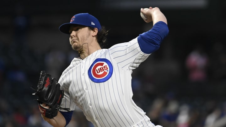 Sep 20, 2023; Chicago, Illinois, USA; Chicago Cubs starting pitcher Justin Steele (35) delivers the