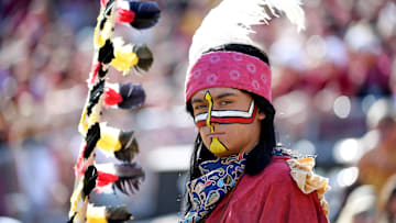 Sep 21, 2019; Tallahassee, FL, USA; Florida State Seminoles Chief Osceola on the sidelines during the game against the Louisville Cardinals at Doak Campbell Stadium. Mandatory Credit: Melina Myers-Imagn Images