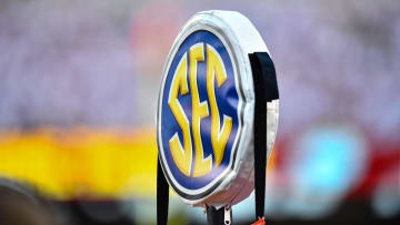 Sep 4, 2021;  College Station, Texas, USA;  General picture of the SEC logo on the down marker at the game between the Texas A&M Aggies and the Kent State Golden Flashes at Kyle Field. Mandatory Credit: Maria Lysaker-USA TODAY Sports