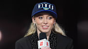 Paige Bueckers is interviewed after being selected No. 1 overall by the Dallas Wings.