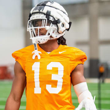 Tennessee defensive back Jermod McCoy (13) during UT spring football practice on Tuesday, March 19, 2024.